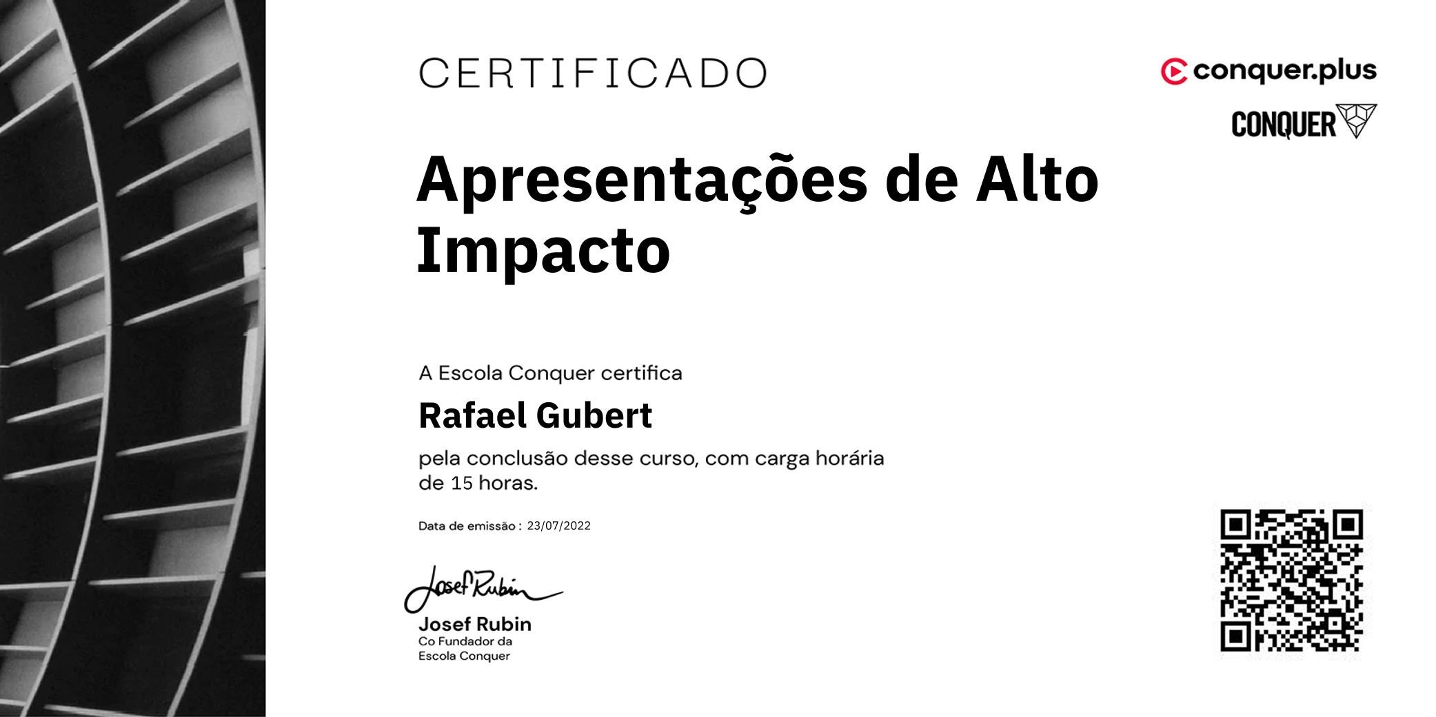 Certificado de Apresentações de Alto Impacto